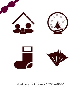 fun icon. fun vector icons set sock, flippers, family home and snow globe