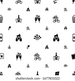 el patrón de iconos divertidos es transparente. Incluye champán, fuegos artificiales, Hobbie, publicidad en el juego, estación de bicicletas, juego móvil, Joker, iconos de la cesta de flores. iconos divertidos para la web y el móvil.