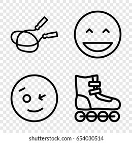 Fun icons set. set of 4 fun outline icons such as jump rope, laughing emot, wink emot