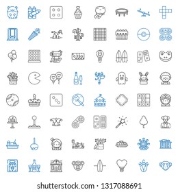 fun icons set. Collection of fun with monkey, corn, hot air balloon, surfboard, night club, champagne, ice cream machine, roller coaster, ferris wheel. Editable and scalable fun icons.