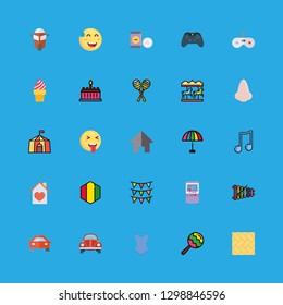 fun icons set with home, cake and quaver vector set