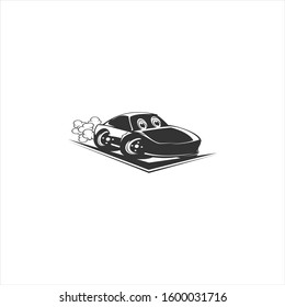 Fun illustration of a black cartoon car vector for logo automotive template