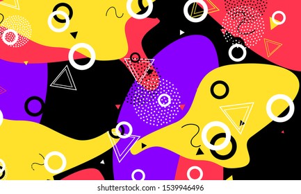 Fun Illustration. Black Trendy Wallpaper. Minimal Ornament. Coral Animation Texture. Modern Drawing. Lilac Pattern. Fluid Banner. Ink Cute Poster.