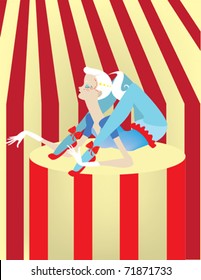 A fun illustration of a contortionist at the circus.