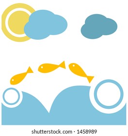 fun illustration of fish jumping