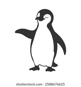 A fun illustration of a penguin mid-waddle, showcasing its cheerful personality.