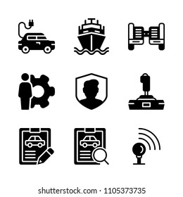 fun, import, gyro and fix icons in Technology vector set. Graphics for web and design