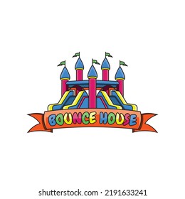 A Fun And Fun Inflatable Bounce House Logo Perfect For A Bounce House Rental Business. It Can Attract Both Kids And Adult Customers With Its Colorful Design.