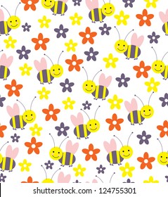 fun insects seamless pattern. vector illustration