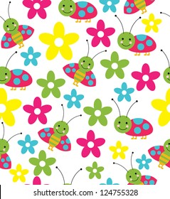 fun insects seamless pattern. vector illustration