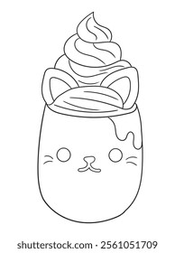 Fun and intricate line art of an ice cream dessert with scoops, cones, and decorations. Excellent for coloring books, art projects, and creative designs.