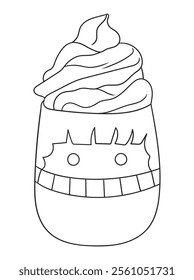 Fun and intricate line art of an ice cream dessert with scoops, cones, and decorations. Excellent for coloring books, art projects, and creative designs.