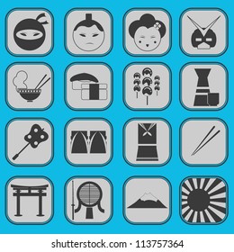 fun japanese icon pictogram collection set complete