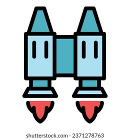 Fun jetpack Symbol Umriss Vektorgrafik. Schnelle Arbeit. Farbe der Rakete steigern