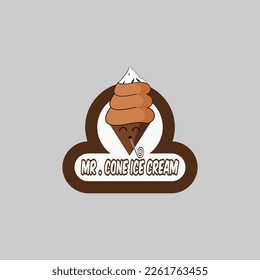 fun and joy ice cream cone logo template with peak mount hood