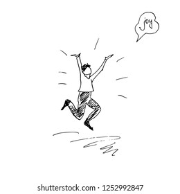 Fun, joy. Man jumping for joy. Victory.