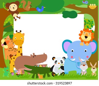Fun Jungle Animals and banner