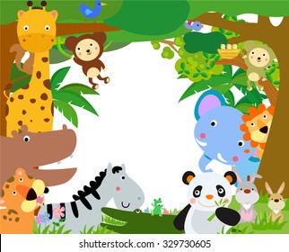 Fun Jungle Animals Border