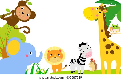 Zoo Animals Clip Art Border