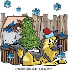 Fun junkyard dog with christmas tree 