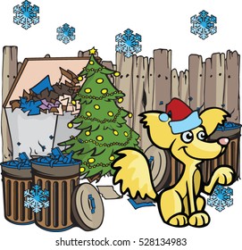 Fun junkyard dog with christmas tree