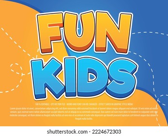 Fun kids editable text effect template with 3d style use for logo and business brand