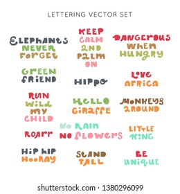 Fun Kids  lettering quotes vector set.Children Nursery and Bedroom posters. Bundle for your designs:t-shirts,bags,posters,merch, fabric, wall design.