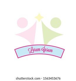 fun kids logo. children logo vector and illustration. kindergarten logo.