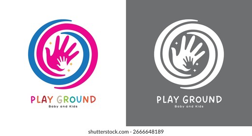 Fun kindergarten logo design in vector, ideal for daycare centers, playgroups, and schools.