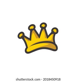 Fun king queen crown cartoon symbol logo style line art illustration design vector