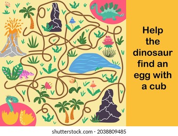 Ein lustiges Labyrinth für Kinder. Hilf dem Dinosaurier, seinen Krug zu finden. Sammlung von Lernspielen für Kinder