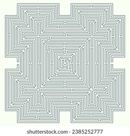 Fun Labyrinth (maze) game square shape. Vector graphic drawing of complex labyrinth.