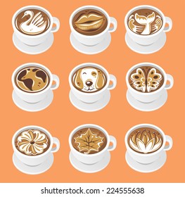 fun latte art vector illustrations.