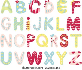 Conjunto de ilustraciones del alfabeto de aprendizaje divertido