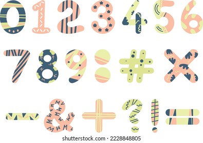 Fun learning numbers illustration set