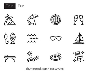 Fun and Leisure Line Vector icons set