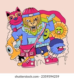 fun leo dancing vector illustration