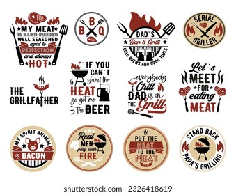 Fun Lettering About Grills and BBQ. Vector inscriptions for t shirt, poster, card