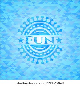 Fun light blue emblem. Mosaic background