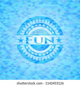 Fun light blue emblem with mosaic background
