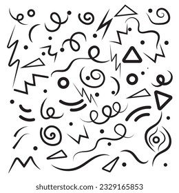 Fun line doodle seamless pattern. Creative minimalist style art background for children or trendy design with basic shapes. Simple childish scribble backdrop.