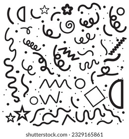 Fun line doodle seamless pattern. Creative minimalist style art background for children or trendy design with basic shapes. Simple childish scribble backdrop.