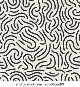 Fun line doodle seamless pattern. Creative minimalist style art background for children or trendy design with basic shapes. Simple childish scribble backdrop.