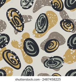 Fun line doodle seamless pattern. Creative minimalist style art background grunge style with basic shapes. vector illustration.