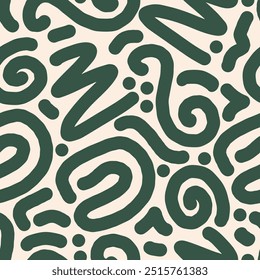 Fun line doodle seamless pattern. Creative minimalist style art background for children or trendy design with basic shapes. vector illustration.