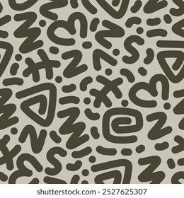 Fun line doodle seamless pattern. Creative minimalist style art background for children or trendy design with basic shapes. vector illustration.