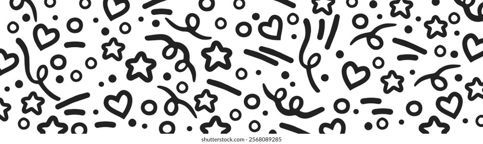 Fun line doodle seamless pattern. Simple childish scribble wallpaper print texture bundle. Vector graphic abstract background.