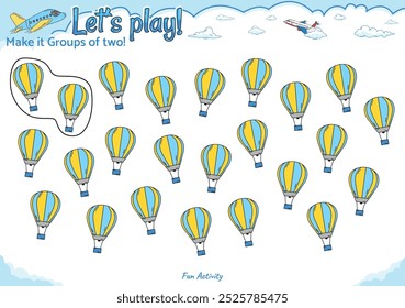 Fun logic game. Make it groups of two fun logic game for kid activities air transport. Educational game for children. fun activities for kids to play and learn.