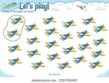 Fun logic game. Make it groups of two fun logic game for kid activities air transport. Educational game for children. fun activities for kids to play and learn.