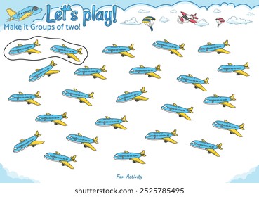 Fun logic game. Make it groups of two fun logic game for kid activities air transport. Educational game for children. fun activities for kids to play and learn.